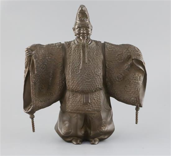 A Japanese bronze figure of a priest, Meiji period, H. 27.5cm